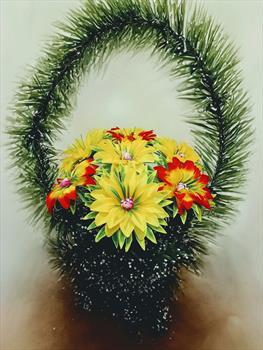 Корзина с георгинами К460